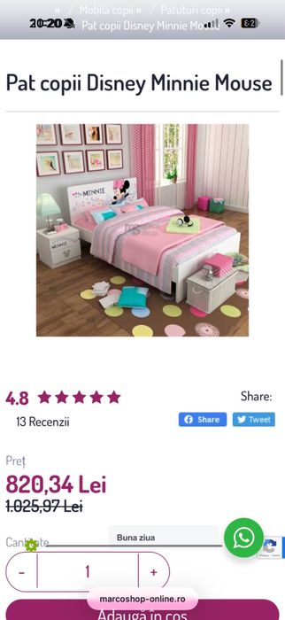 Mobilă cameră fetiță Minnie Mouse – stare foarte bună