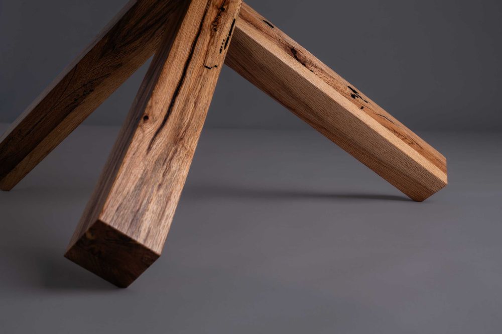 Кръгла маса от масив,  дъб , ръчна изработка