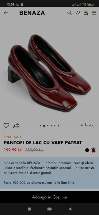 Pantofi de lac cu vârf pătrat