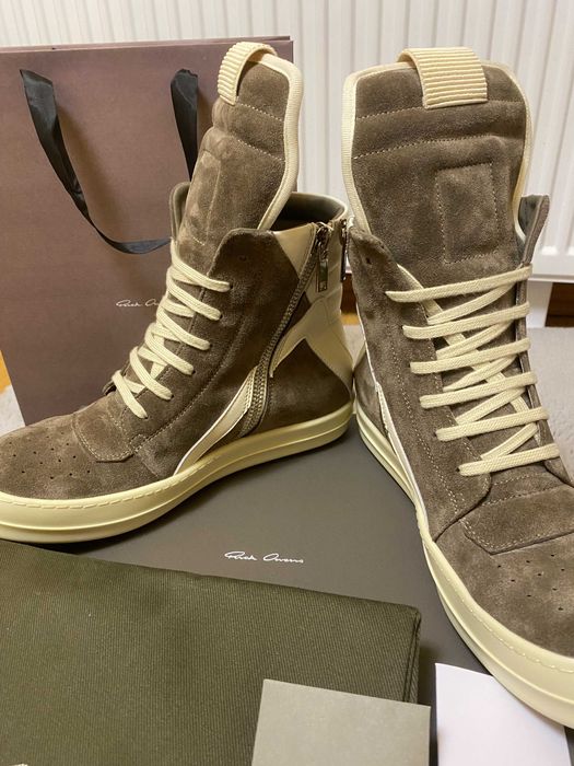 Rick Owens Brown Suede Geobaskets