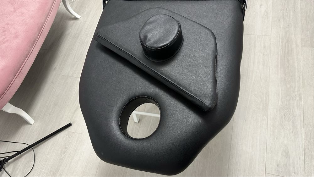 vidaXL Scaun tratament facial, înlocuitor piele, 185x78x76 cm, negru