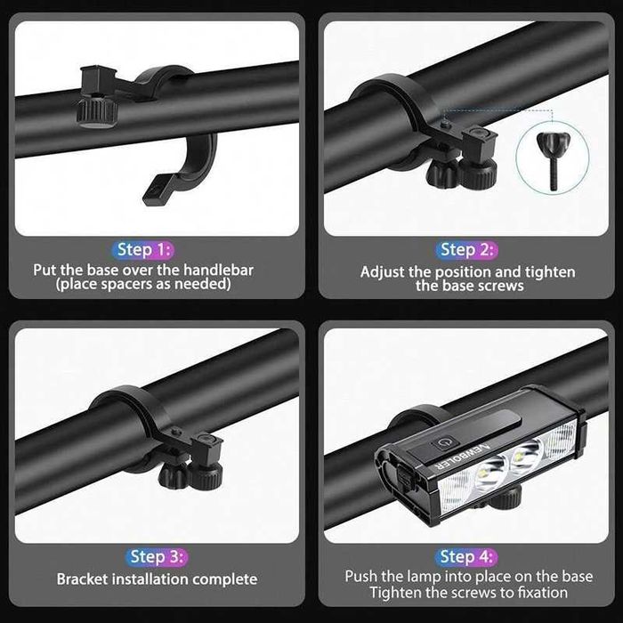 Ултра ярка LED светлина за велосипед с дислей, Фар 2000lum/2000mAh USB