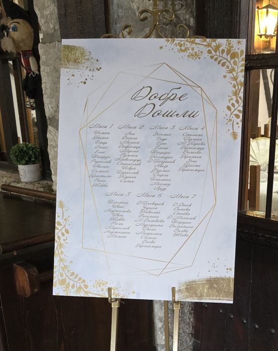 Табела за погача, рожден ден, разпределение сватба, табло снимки