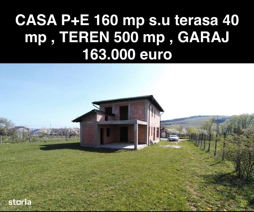 Casa nouă singur în curte 160 mp P+E la roșu cu 500 mp teren Poplaca