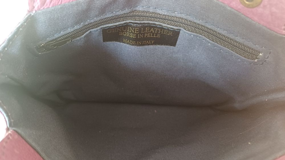 Лилава чанта естествена кожа