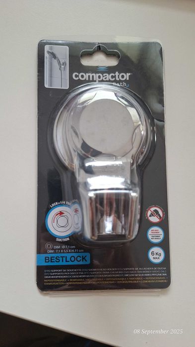 Държач за ръчен душ с вакуум залепване Bestlock Bath