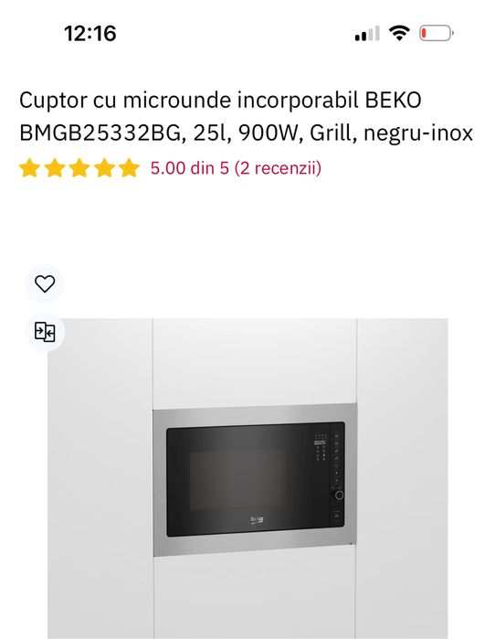 Cuptor cu microunde incorporabil Beko