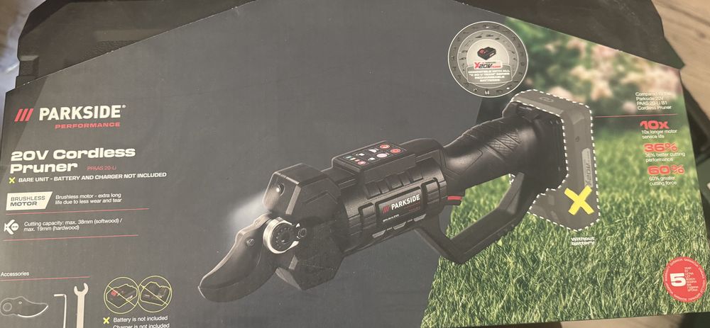 НОВА Parkside Performance 20V безчеткова ножица за клони до 38 мм