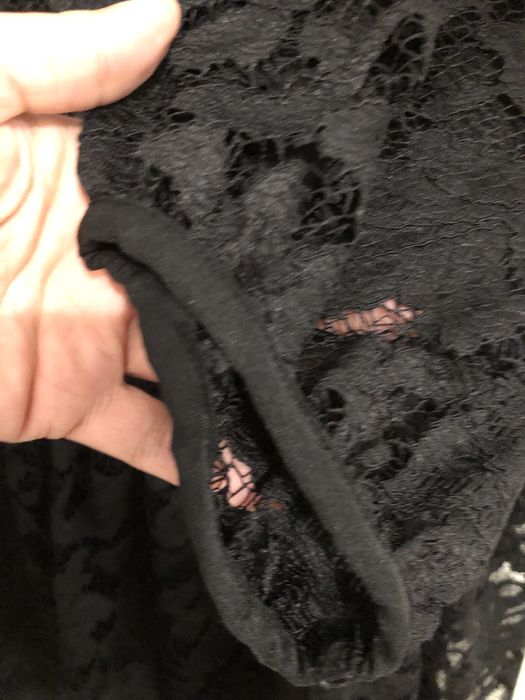 Като нова H&M официална/офис дантела черна рокля M/L