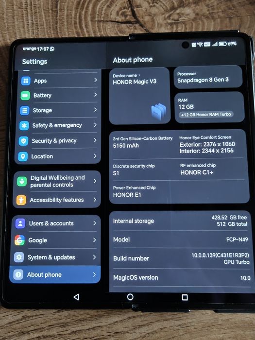 Telefon pliabil Honor Magic V3