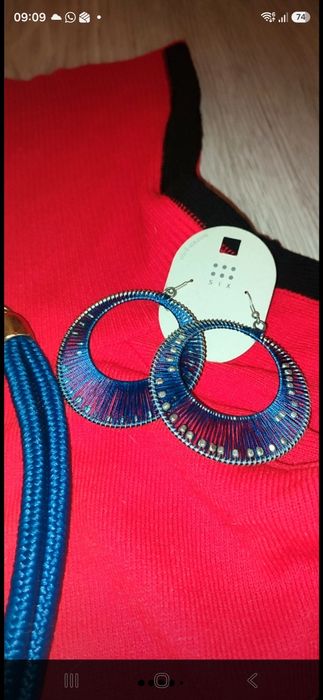 Cercei rotunzi albastru regal si colier, Jewelry Shop SIX