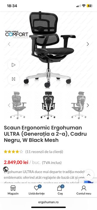 Scaun Ergonomic Ergohuman ULTRA
