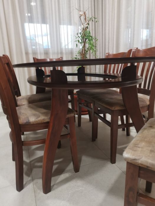 Мааса от масив със 6 стола от масив