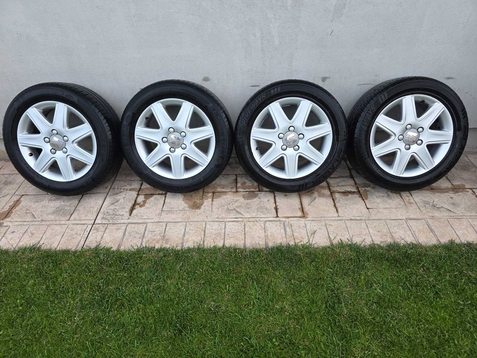 Set 4 jante aliaj 5x112 Seat cu anvelope vara 205/55/16