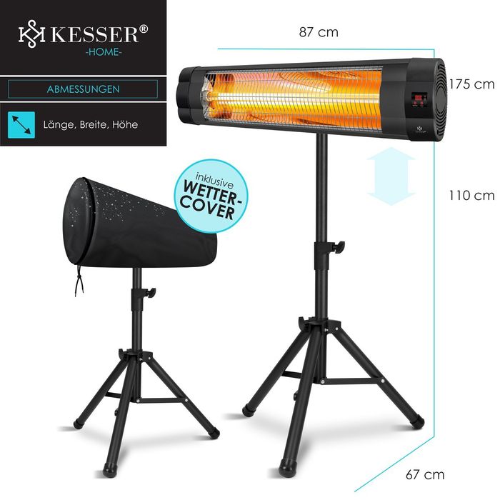 Инфрачервен нагревател KESSER 2500 вата с 3 степени и регулируема в-на
