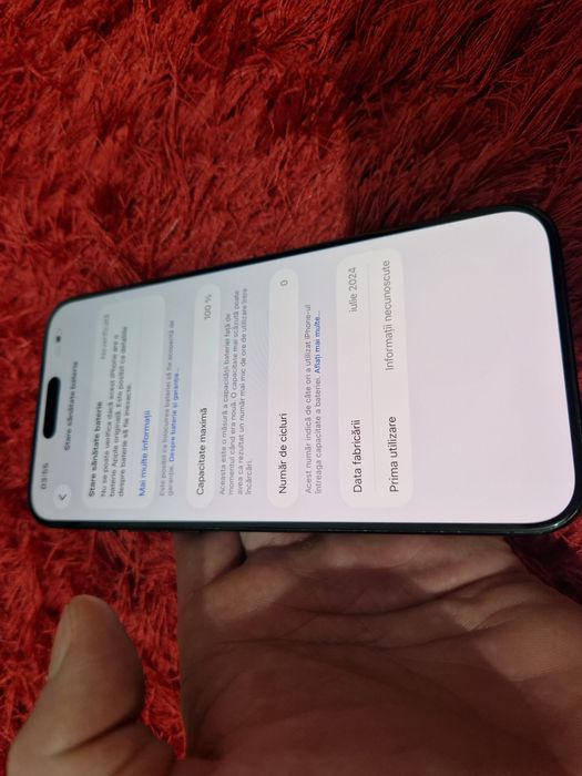 -Iphone 15Pro Max, Blue Titanium, 256Gb, 8Ram, folosit, stare foarte b