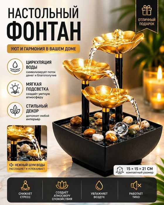 Декоративный настольный фонтан небольшого размера