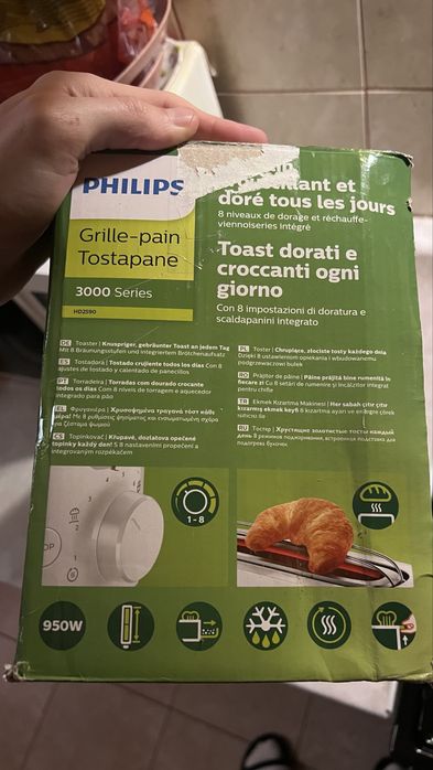 Prajitor paine Toaster Philips 3000 alb HD2590