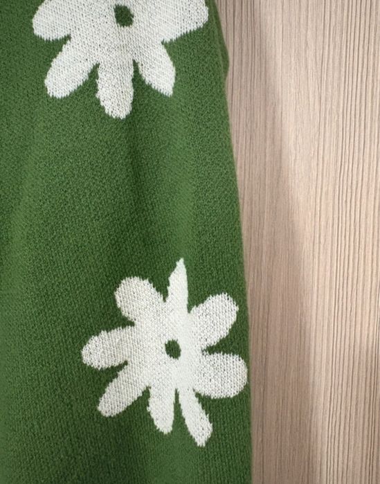 cardigan verde cu flori superb