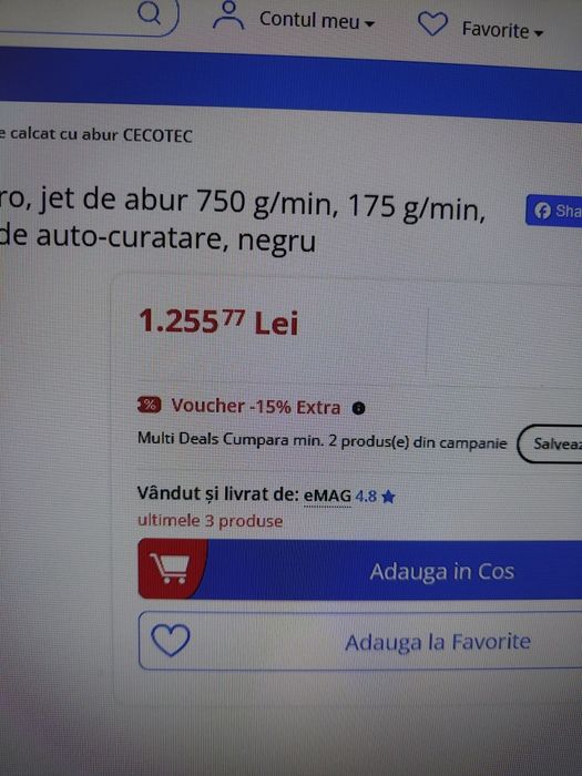Vând aparat de călcat CECOTEC fast & furious 8050 x-treme NOU