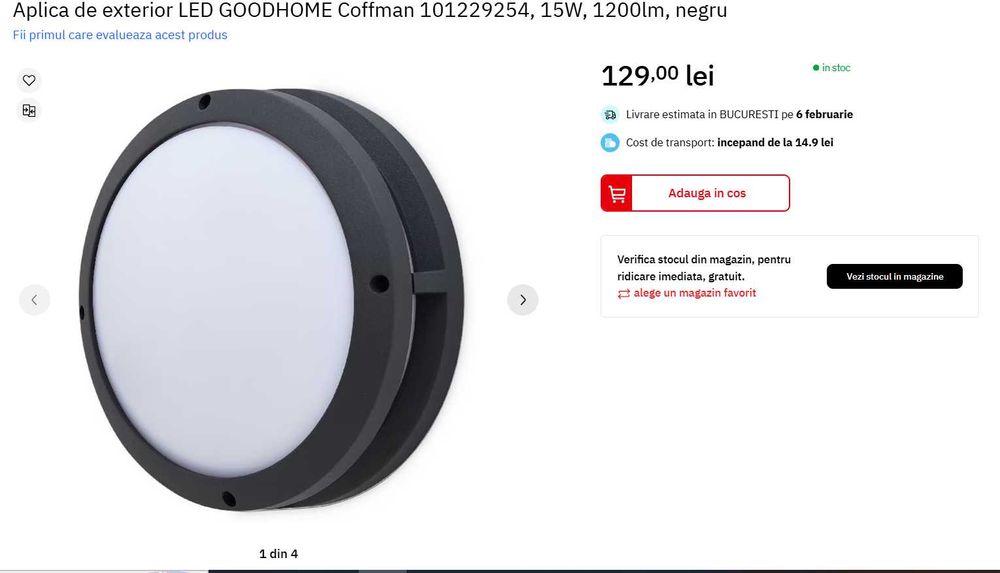 Aplica LED, din metal, culoare antracit
