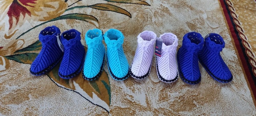 Вязаные сапожки для улицы с гелевой подошвой внутри синтепоном