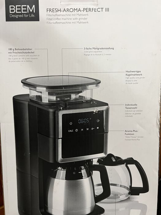 Cafetieră cu râșniță Fresh Aroma Perfect III, BEEM. Nouă. Sigilatā.