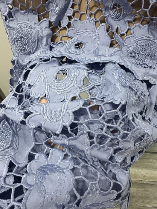 Рокля на марката Self-portrait lilac 3D cotton lace midi dress нова