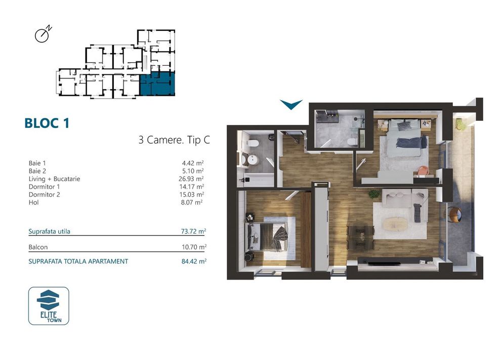 Elite Town Timisoara - Apartament 3 camere | TORONTALULUI