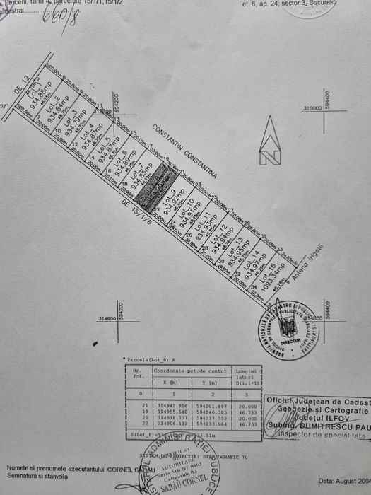 Vand 2 terenuri de 960 mp fiecare, pe strada Bistrita, comuna Berceni