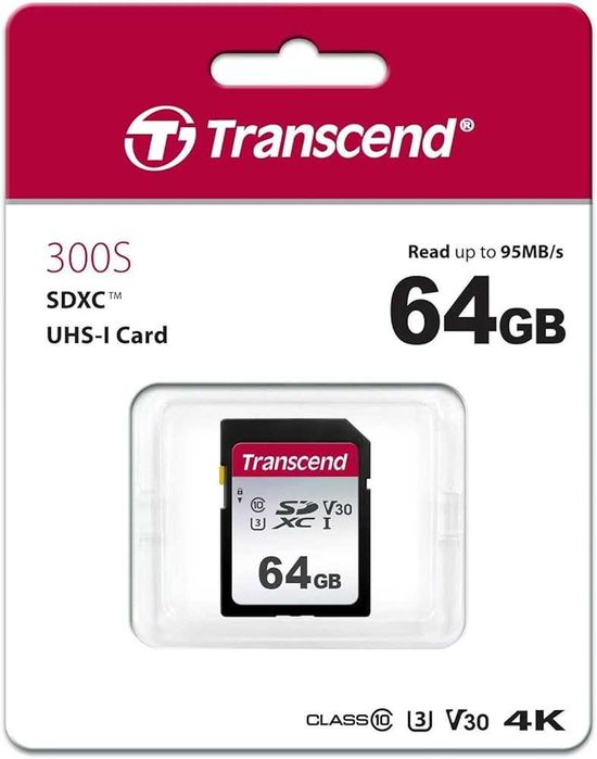 Карта памяти Transcend SDXC/SDHC 300S 64 ГБ TS64GSDC300S