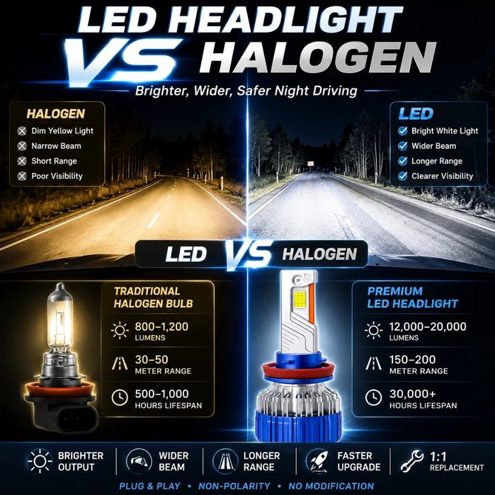 Set Becuri LED Auto Premium 240W 60000LM 6000K Chip CSP 4575