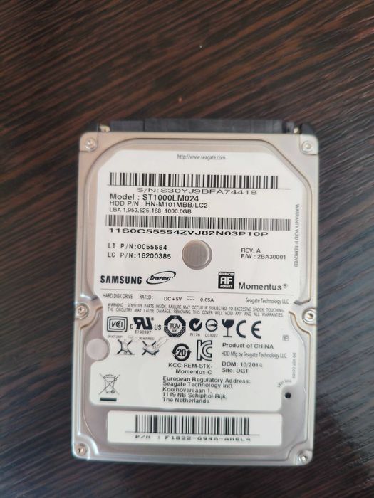 Продам HDD 1000 Gb для ноутбука