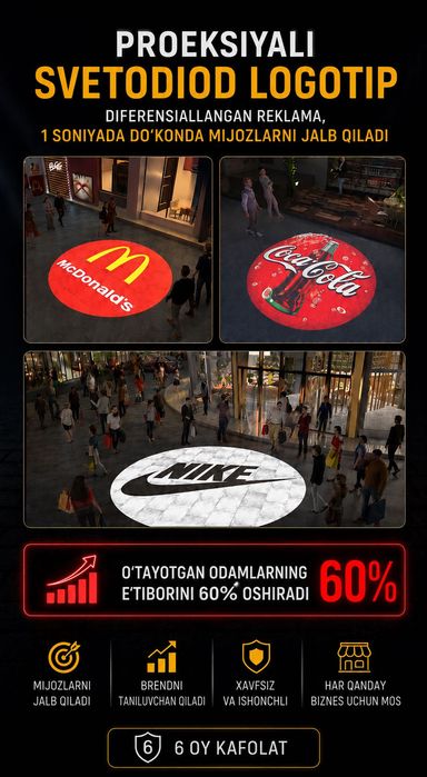 Logotipingiz Uchun Tashqi PROEKSION Reklama— Kuchli va esda qoladigan