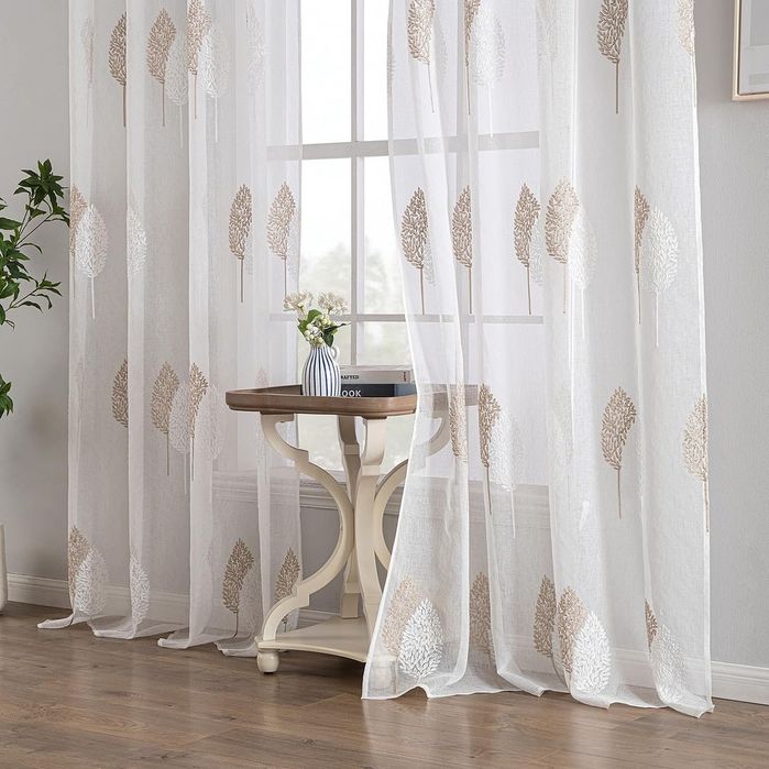Perdele transparente brodate MIULEE 175x140 cm set 2 buc*