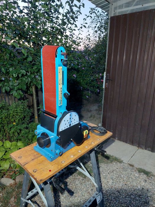 Masina debitat metal cu banda , bormasina verticala de banc TOP CRAFT/KING CRAFT si slefuitor GUDE..