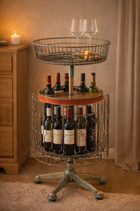 Декоративна стойка, поставка за вино от ковано желязо нова