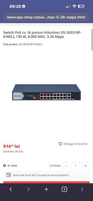 Vand swich Hikvision poe DS-3E0318P-E/M(C)