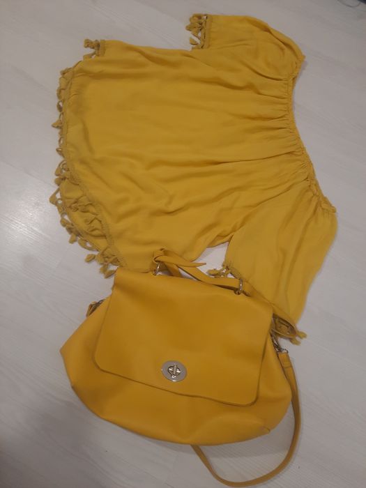 Geanta și bluză mărimea S-M, culoarea muștar