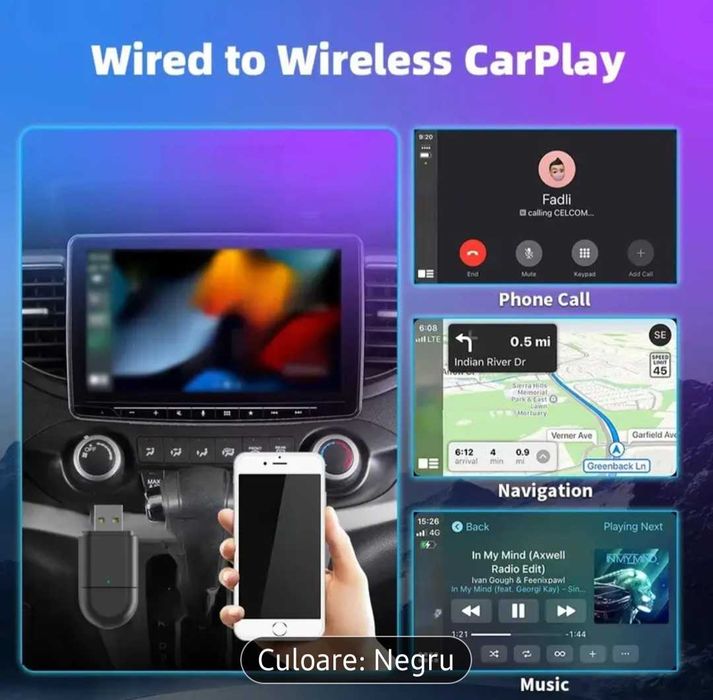 Adaptor Carplay ,Android Auto , Usb C, Wi-Fi  5.8 GHz /Bluetooth 5.4