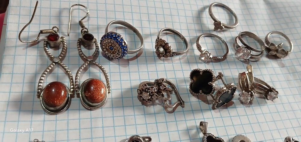 Серебро серьги кольца цепочки  разные