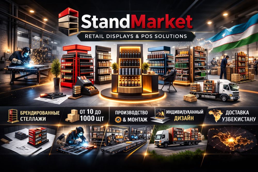 POS стенды стеллажи стойки полки