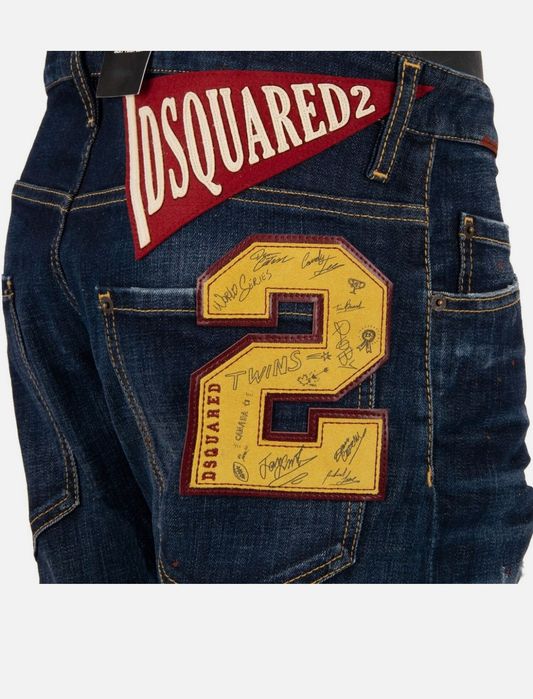 Мъжки дънки : Dsquared2 Dark Night Red Spots Wash Cool Guy Jeans Blue 46