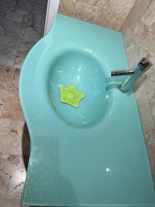 Chiuveta sticla verde cu suport inox