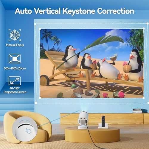 Нов Преносим мини проектор 1080P поддръжка на 4K, WiFi6, Bluetooth 5.0