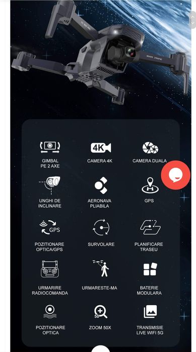 Drona cu Cameră 4K HD,Gimbal Electronic Cu 2-Axe,Zbor 14 min,800m,Noua