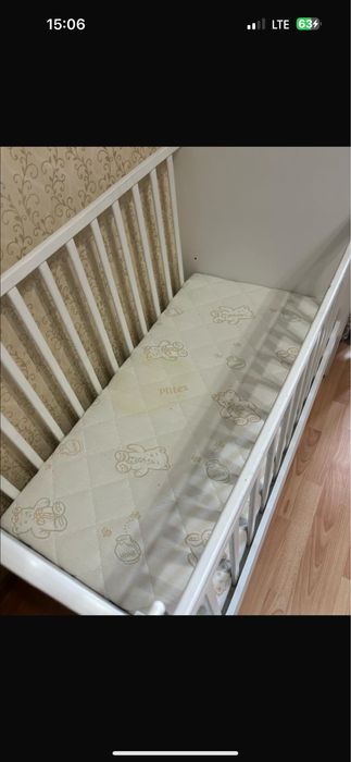 Детский кровать с матрацом