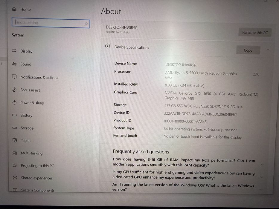 Laptop Acer Aspire