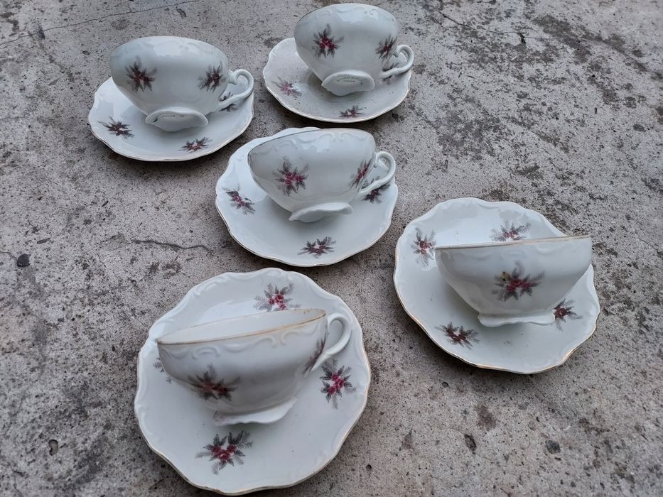 Set 5 cești de ceai porțelan
