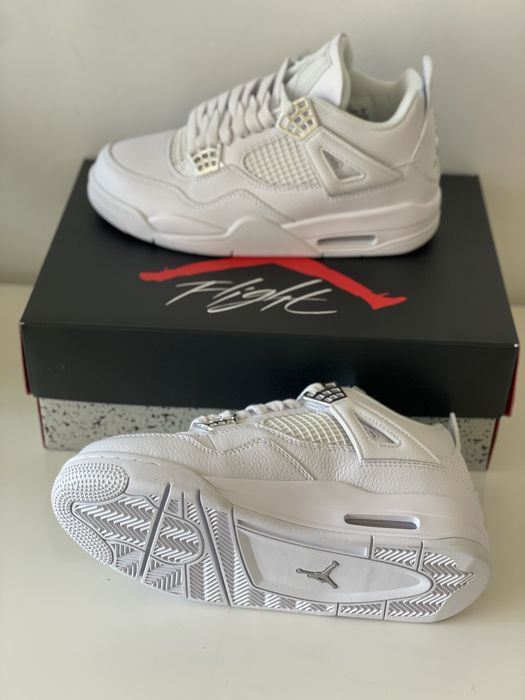 Retro Jordan 4 Pure Money Metallic Silver White